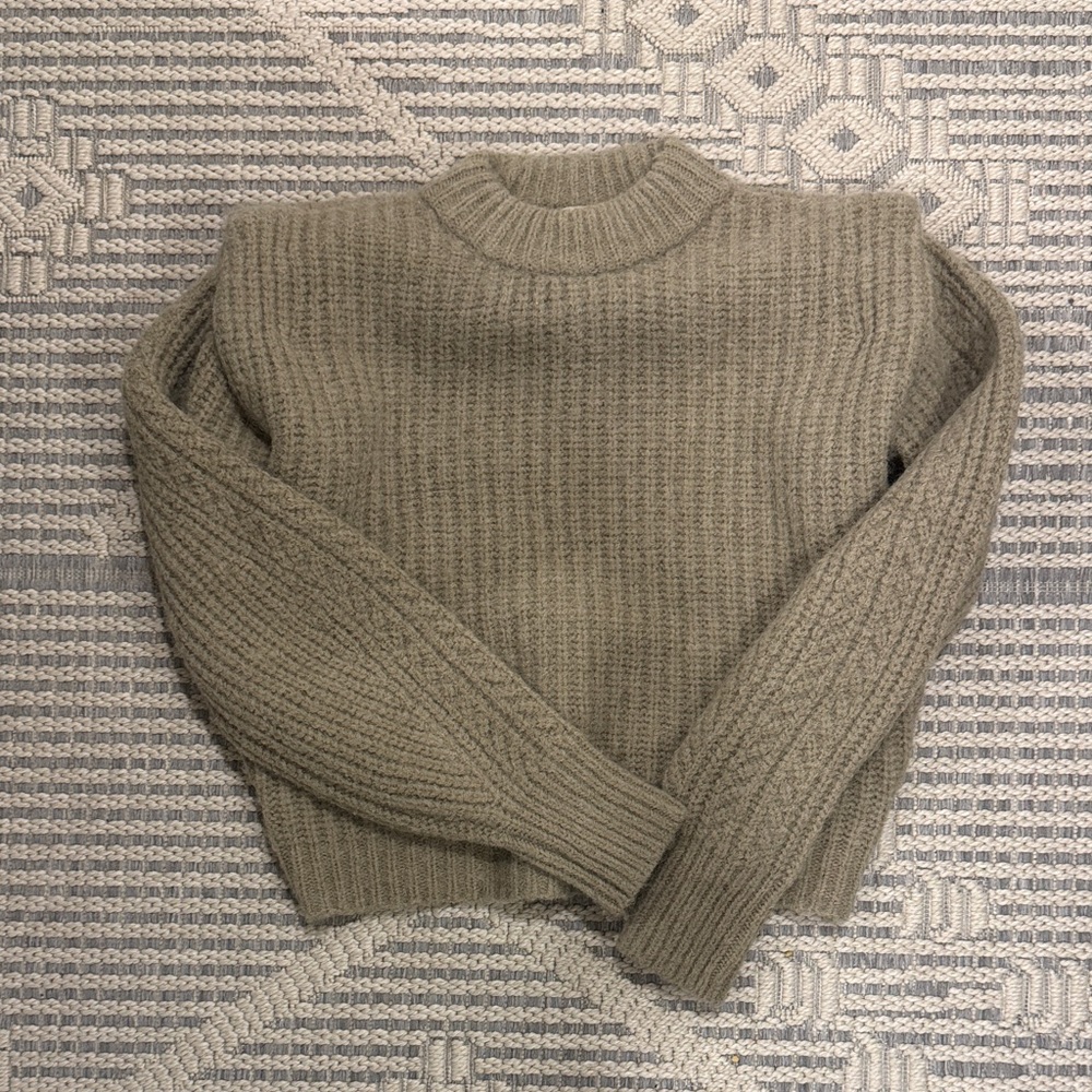 Women's Ribbed Knit Sweater with structured shoulders- Tan NBW!